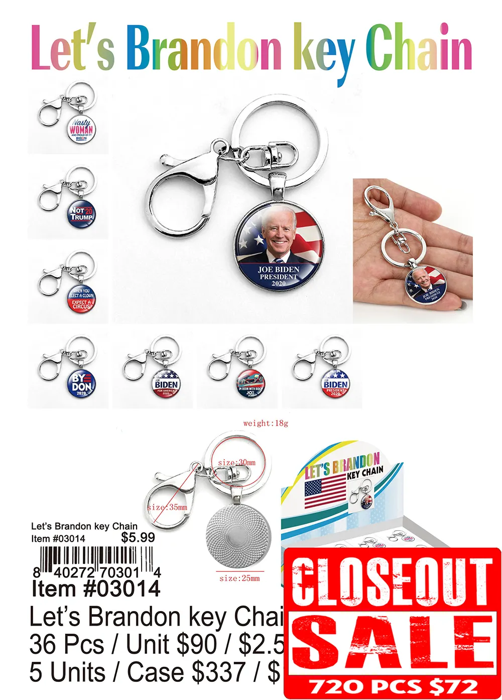 Lets Brandon Keychain - Closeout 720 Pcs.